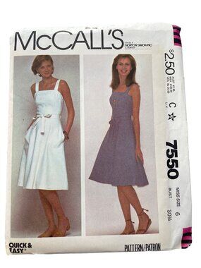 Vintage 80s McCall’s 7550 Sewing Pattern Size 6 Misses Jumper Or Dress UNCUT